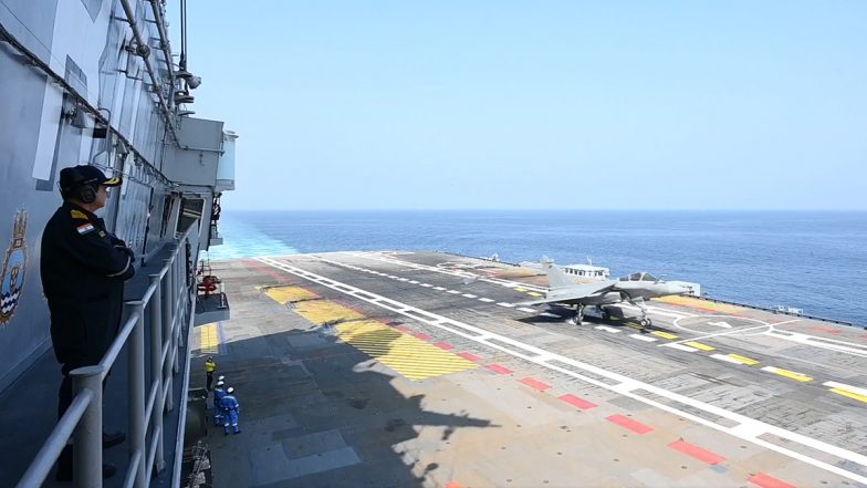 Rafale Marine Lands on INS Vikrant for First Time, Indian Navy Releases Video of Successful Landing