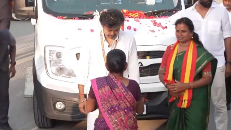 Viral Video Shows Woman Stopping Tamil Nadu CM C Joseph Vijay&rsquo;s Campaign Vehicle To Perform &lsquo;Aarti&rsquo;