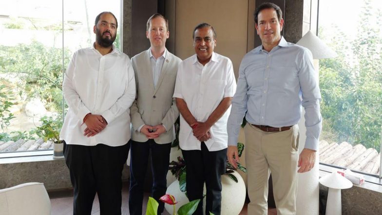 Mukesh Ambani, Anant Ambani Welcome US Secretary Marco Rubio in Jamnagar, Gujarat