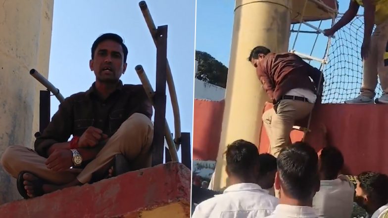 Rajasthan: Congress Worker Climbs Water Tank Over Bharatpur Zila Parishad Ticket Denial, Alleges Corruption