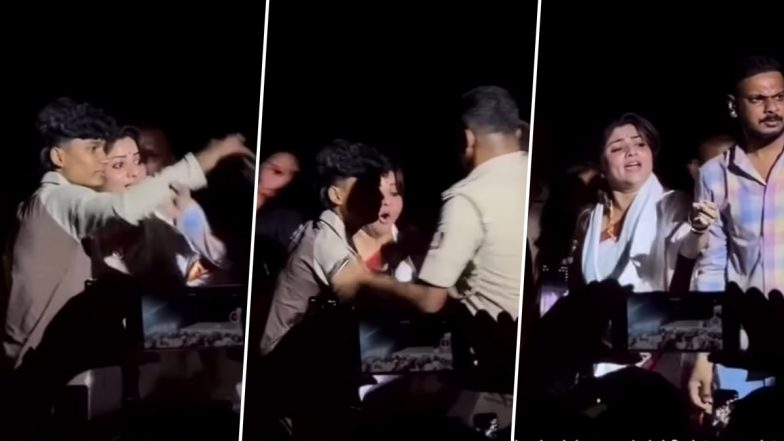 Rachita Ram Narrowly Avoids Fall After Fan Grabs Her Neck at Tumakuru Dussehra Event