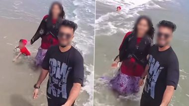 Viral Video: Parents Film Beach Reel As Passerby Rescues Toddler Pushed by Waves