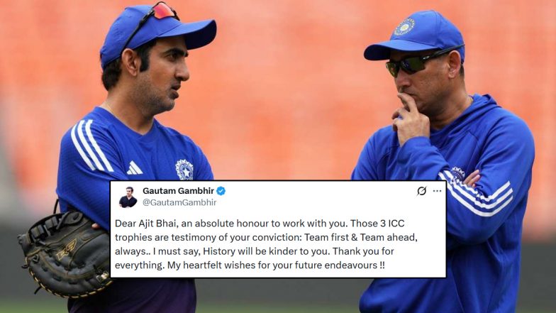 Gautam Gambhir Bids Emotional Farewell to Ajit Agarkar, Says &lsquo;History Will Be Kinder to You&rsquo;