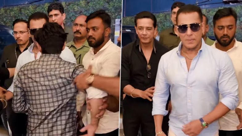 'Prem Keetanu’ Screening: Salman Khan Startled As Fan Rushes Towards Him, Security Quickly Steps In