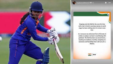 Sabbhineni Meghana Retires: India Women Batter Announces Retirement From All Forms of Cricket