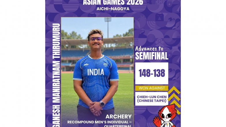 Sports News | Asian Games 2026: Ganesh Mani Ratnam Bags Bronze as India’s Compound Archery Campaign Ends with Four Medals