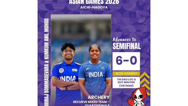 Sports News | Asian Games: India Mixed Recurve Team Beats Japan 5-3, Enters Final and Moves Closer to LA 2028 Quota