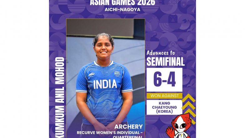 Sports News | Asian Games: Teenage Archer Kumkum Mohod Reaches Recurve Individual Final, Eyes Historic Gold