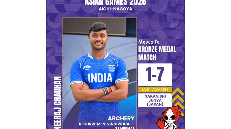 Sports News | Asian Games: Neeraj Chauhan Wins Bronze in All-India Recurve Archery Clash; India Reach 80 Medals