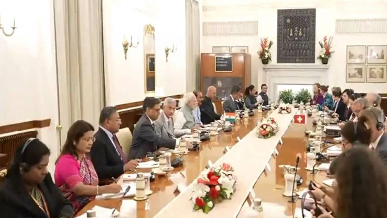 World News | PM Modi, Swiss President Guy Parmelin Hold Delegation-level Meeting