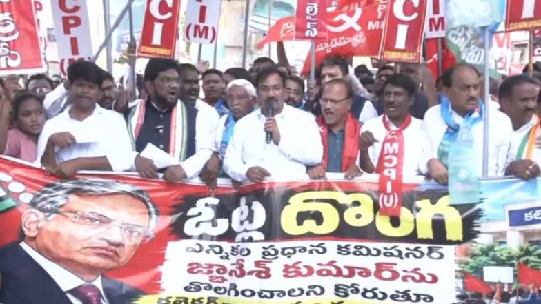 India News | INDIA Bloc Parties Protest in Hyderabad, Demand CEC Gyanesh Kumar’s Resignation