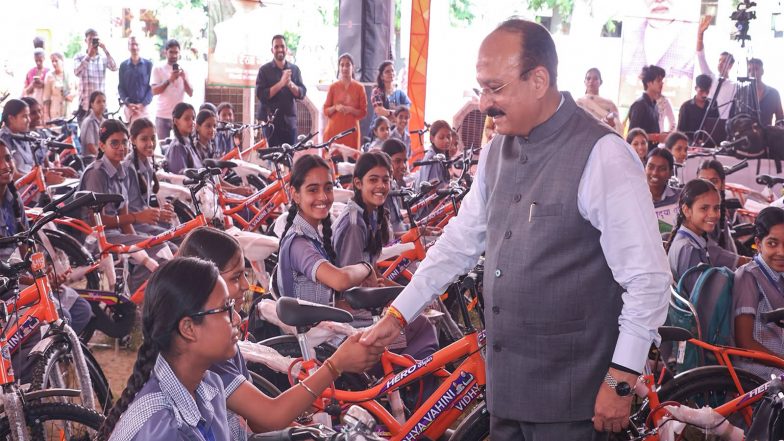 India News | Delhi Education Minister Ashish Sood Distributes Bicycles to Girl Students Under 'Vidya Vahini Yojana'