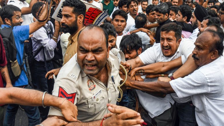 India News | Police Personnel on Duty During Wednesday's Opposition Protest Detail Being Subject to Physical Assault by Cadres