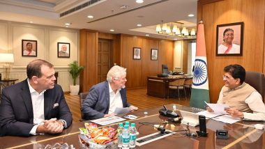 Business News | Piyush Goyal Meets Saab India Chief to Discuss Defence Manufacturing, Supply Chain Indigenisation