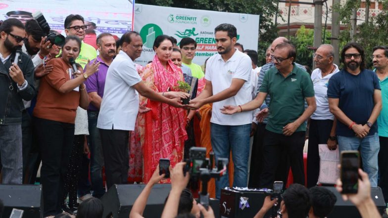 Business News | Over 10,000 Runners Join Aadhar Prime GreenFit Half Marathon; Deputy CM Diya Kumari and Jaipur MP Manju Sharma Flag Off the Event