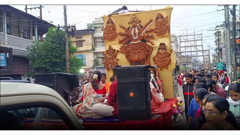 India News | Assam: Mahalaya Draws Thousands to Jorhat Streets in the Early Hours, Heralding Durga Puja