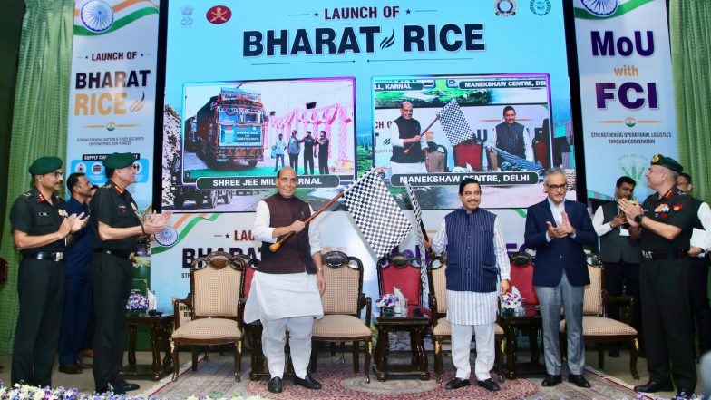 India News | Indian Army Launches ‘Bharat Rice’ for Troops in the Presence of Rajnath Singh and Pralhad Joshi