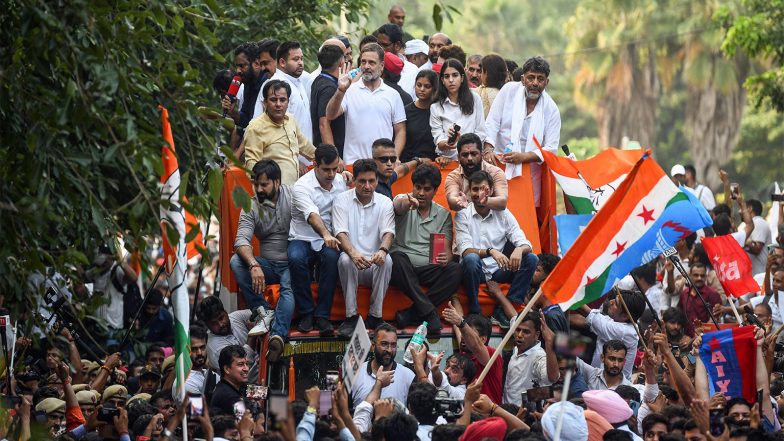 India News | Thousands Join 'March for Democracy' as INDIA Bloc Petitions Supreme Court Against ECI Amid SIR Row; Rahul Gandhi Thanks Supporters 