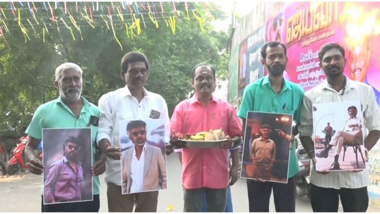 Entertainment News | Rajinikanth Fans Create Special Rangoli at Arulmigu Selva Vinayagar Temple, Pray for 'Jailer 2' Success