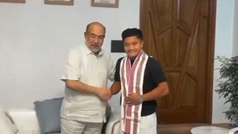 Sports News | Former Manipur CM N Biren Singh Meets Asian Games Gold Medalist Nilakanta Sharma