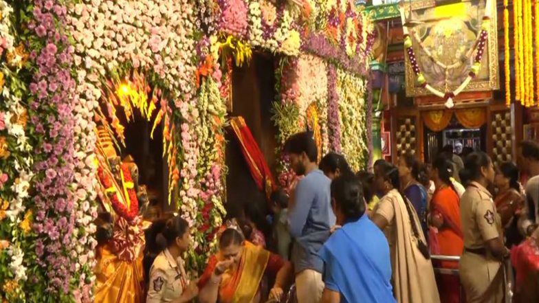 Entertainment News | Vijayawada: Devotees Rush as Goddess Kanaka Durga Adorned as Maha Chandi Devi