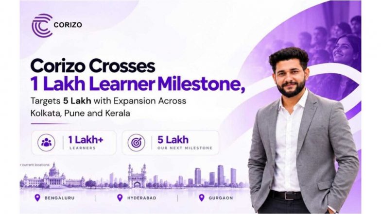 Business News | Corizo Crosses 1 Lakh Learners, Plans Expansion into Kolkata, Pune and Kerala