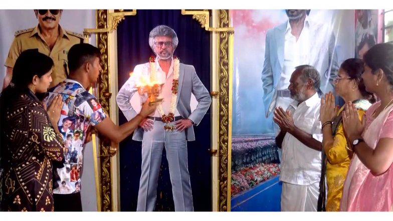 Entertainment News | Rajinikanth Fan Offers Prayers, Cuts Cake at Temple Dedicated to Actor Ahead of &lsquo;Jailer 2&rsquo; Release