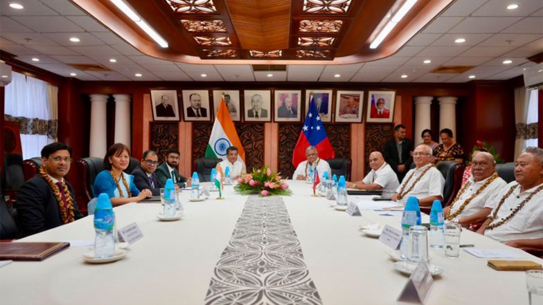 World News | MoS Pabitra Margherita Meets Samoa PM, Discusses Strengthening of Bilateral Ties