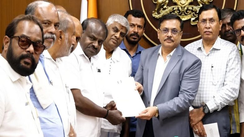 India News | Union Minister HD Kumaraswamy Takes to Streets in Bengaluru, Demands Immediate Arrest in Sting Operation Case