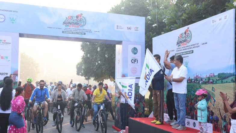 Sports News | 95th Edition of Sundays on Cycle Celebrated World Food Day with Call for Fitness, Healthier Food Choices