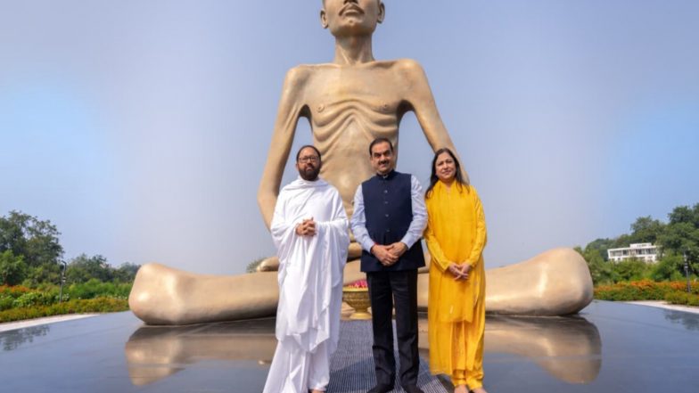 India News | Gautam Adani, Dr Priti Adani Visit Shrimad Rajchandra Ashram in South Gujarat During Navratri, Uphold Spirit of Seva