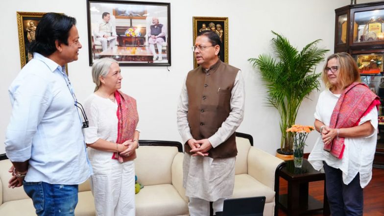 Entertainment News | Uttarakhand CM Pushkar Singh Dhami Meets International Film Delegation, Beatles-based Film Project Proposed to Be Shot in Rishikesh 