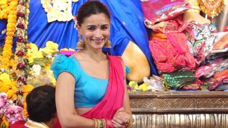 Entertainment News | Durga Puja: Alia Bhatt Basks in Festive Glow, Poses for Selfies with Devotees at Mumbai Pandal