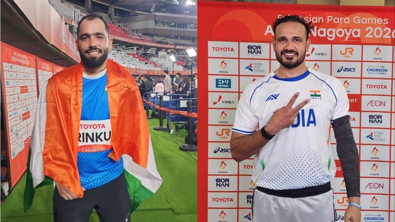 Sports News | Para Asian Games 2026: Rinku Hooda Wins Gold, Ajeet Singh Takes Silver as India Secures Double Podium Finish in Men’s Javelin Throw F46
