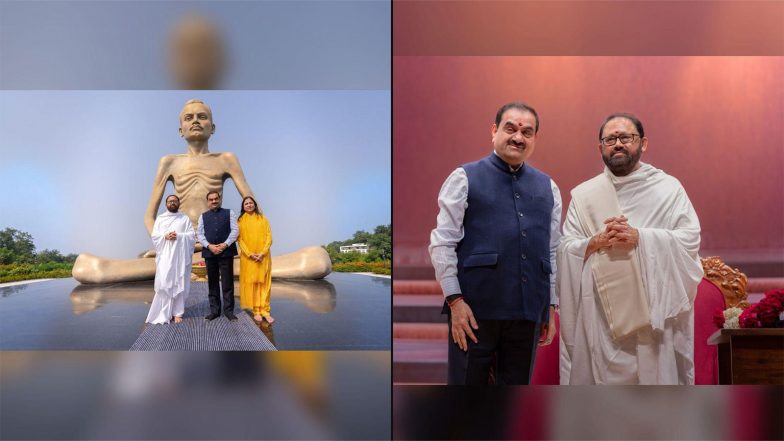 Business News | Gautam Adani Meets Gurudevshri Rakeshji in Dharampur, Says Adani Foundation Keen to Partner with Mission on Grassroots Projects
