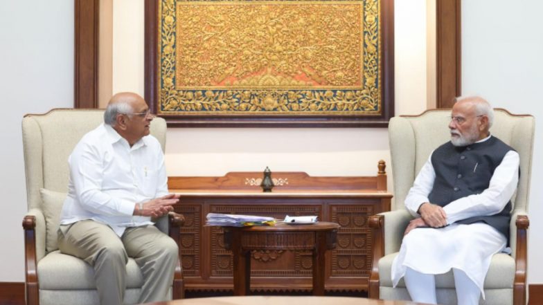 India News | Gujarat CM Meets PM Modi; Seeks Guidance on State Welfare Initiatives, Reaffirms Commitment to 'Developed Gujarat' 