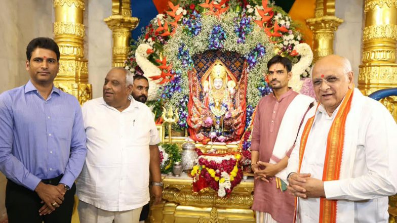 India News | Gujarat CM Bhupendra Patel Offers Prayers at Shree Varadayini Mataji Temple in Rupal 