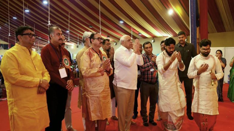 India News | Gujarat CM Bhupendra Patel Participates in 89th Kalibari Durga Puja Mahotsav, Prays for Well-being of People of State