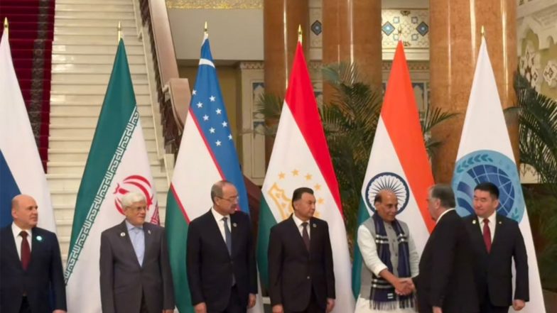 World News | Tajikistan President Emomali Rahmon Welcomes Defence Minister Rajnath Singh, SCO Representatives in Dushanbe