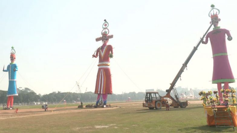 India News | Preparations for 'Ravan Vadh' Near Completion in Patna; 90-foot Effigy to Be Burnt