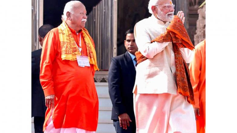 India News | “Commitment to Seva and Nation Building”: PM Modi Lauds Mohan Bhagwat’s Address at RSS Centenary Event