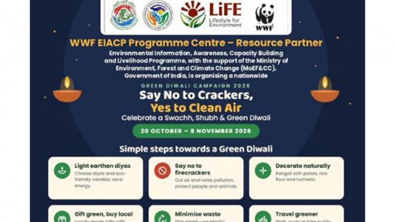 India News | WWF-India EIACP Launches Nationwide Green Diwali Campaign from Oct 20 to Nov 8, Urges Citizens to Avoid Firecrackers