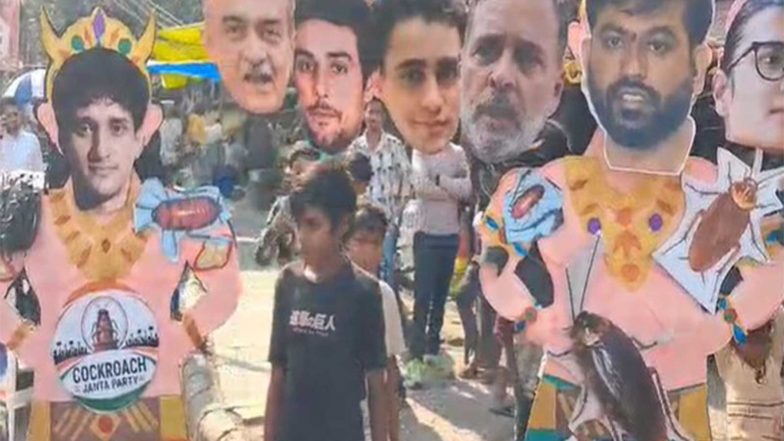 India News | Delhi: 'Lal Hit Janta Party' Burns Effigies of Abhijeet Dipke, Others on Dussehra