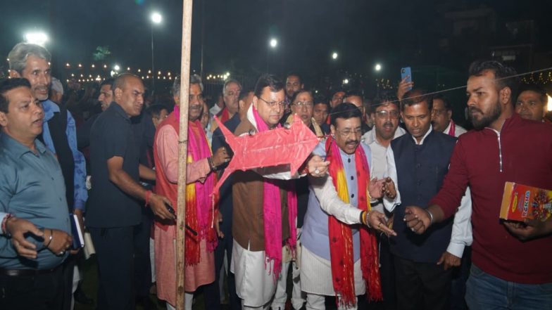 India News | Uttarakhand CM Dhami Performs Ravan Dahan at Hindu National College in Dehradun