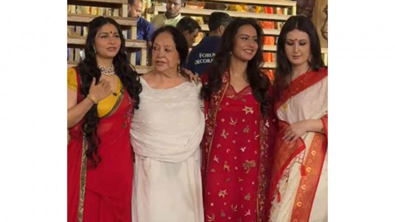 Entertainment News | Kajol’s Daughter Nysa Looks Graceful in Red Suit as She Arrives at Pandal to Bid Adieu to Maa Durga
