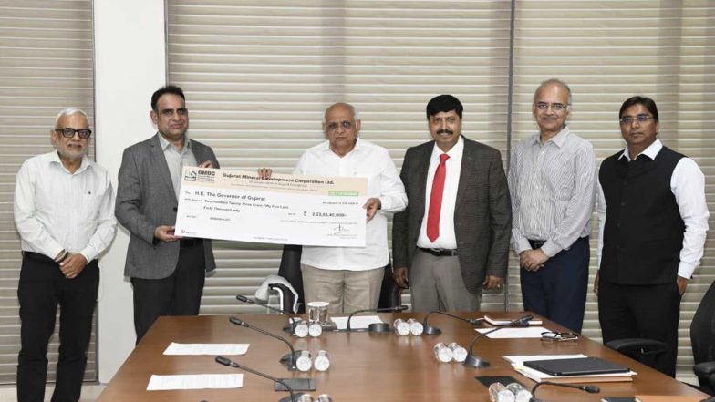 India News | Gujarat: GMDC Presents Dividend Cheque of Rs 223 Crore for 2025-26 to CM Bhupendra Patel