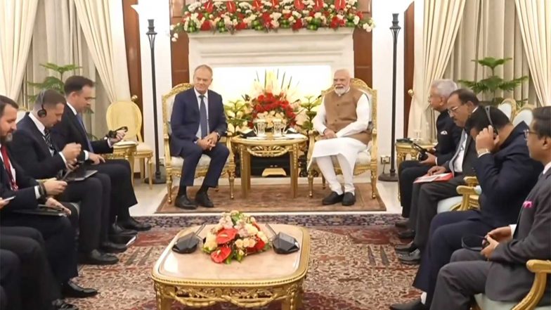 World News | PM Modi, Polish PM Donald Tusk Hold Delegation-level Talks at Hyderabad House