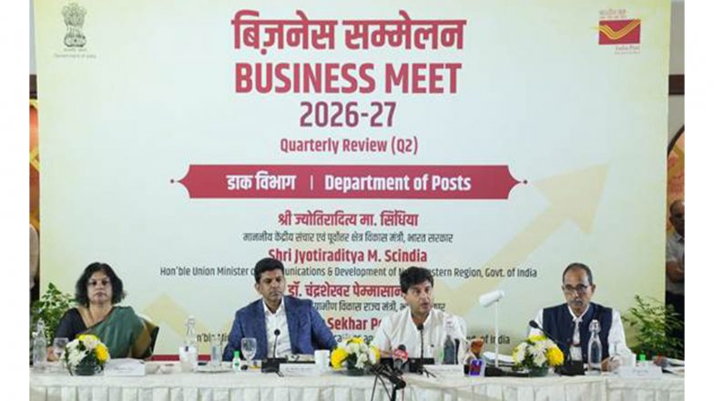 Business News | Scindia Calls for Faster Digitalisation, Business Diversification as India Post Revenue Grows 24 Pc to Rs 8,212.7 Crore