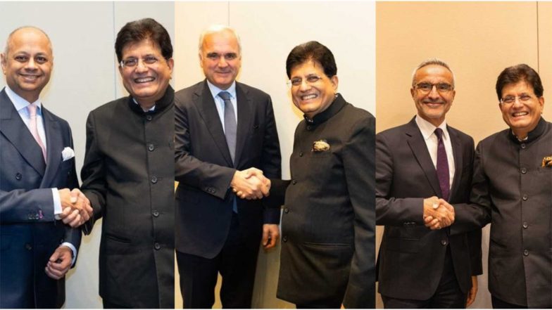 Business News | Piyush Goyal Holds Talks with Fresenius, Bayer, Knauf Executives to Explore Deeper India Collaboration