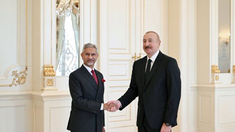 World News | EAM Jaishankar Calls on Azerbaijan President Ilham Aliyev in Baku, Discusses Strengthening Bilateral Ties